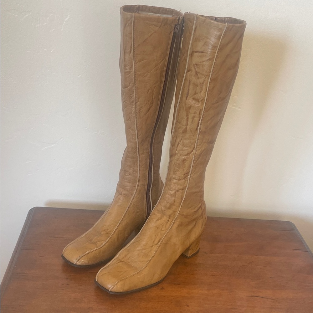 Over-the-Knee Tan Leather Boots - Classic Knee High Style